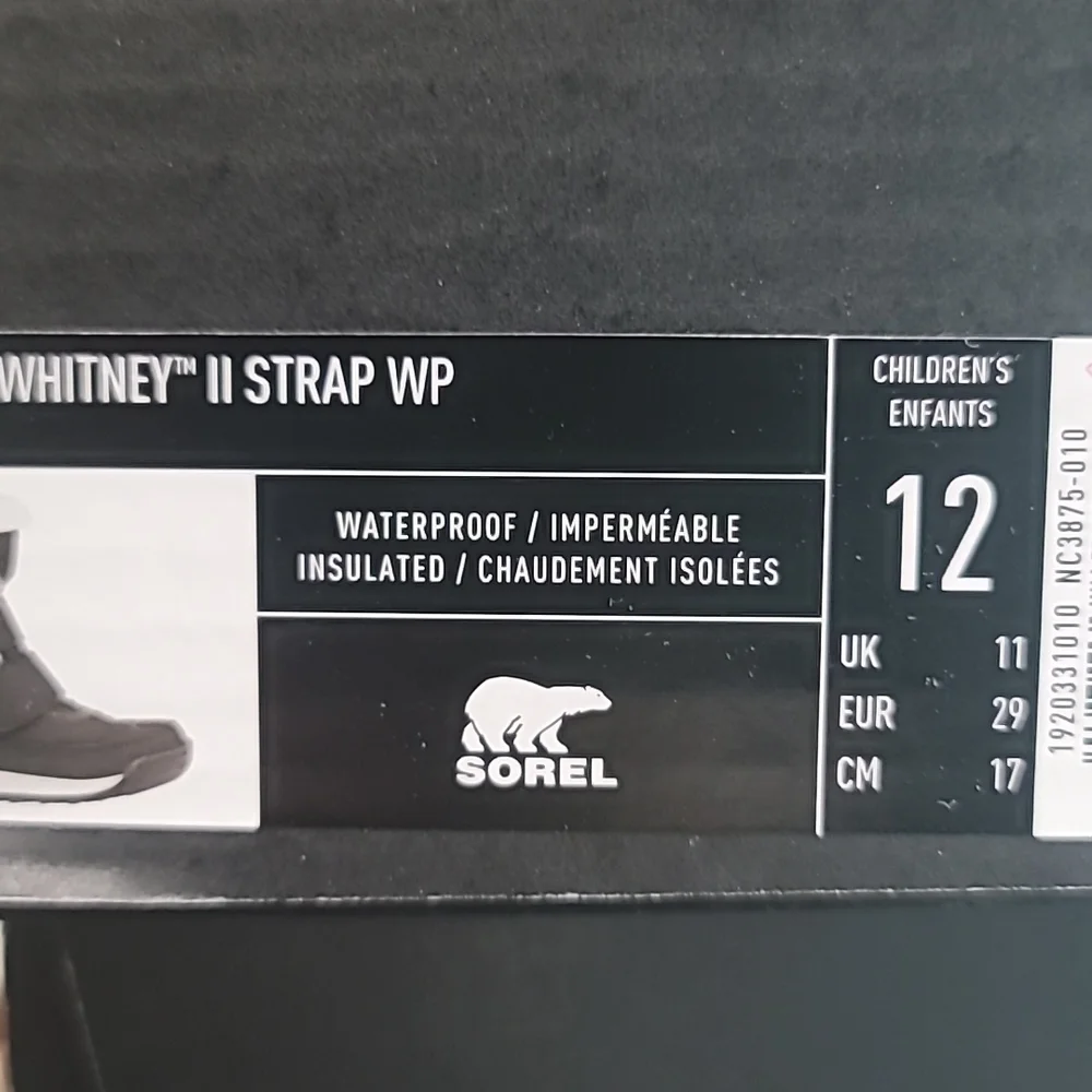 Sorel children's Whitney double strap insulated boots. Size 12c